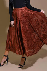 EASE MY MIND VELVET MIDI SKIRT - Flying Tomato - Flyclothing LLC