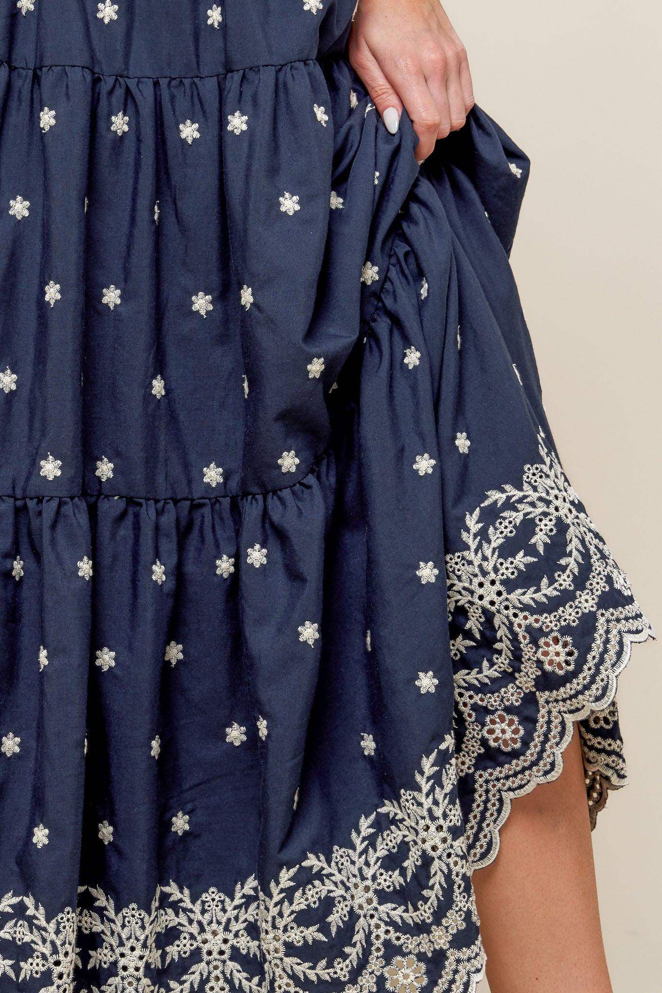 BEBE ALERT NAVY WOVEN MIDI SKIRT - Flying Tomato - Flyclothing LLC