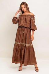 FULL SPEED AHEAD BROWN WOVEN MAXI SKIRT - Flying Tomato - Flyclothing LLC