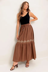 FULL SPEED AHEAD BROWN WOVEN MAXI SKIRT - Flying Tomato - Flyclothing LLC