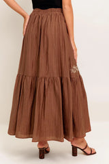 FULL SPEED AHEAD BROWN WOVEN MAXI SKIRT - Flying Tomato - Flyclothing LLC