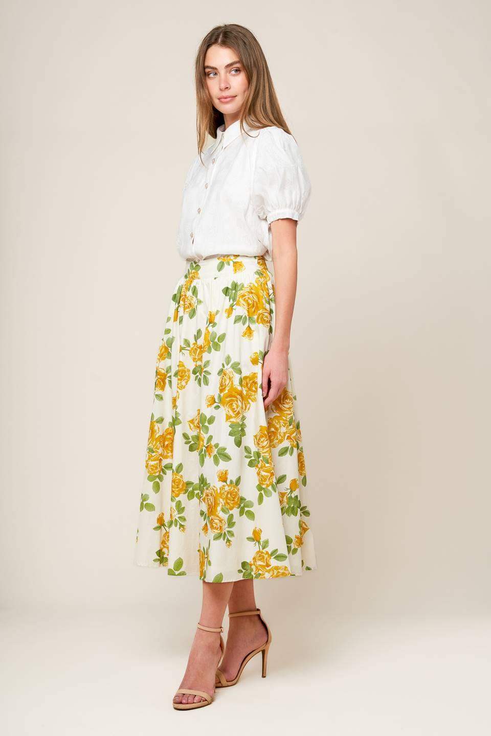 EVERY SUNDAY CREAM WOVEN MIDI SKIRT - Flying Tomato - Flyclothing LLC