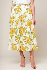 EVERY SUNDAY CREAM WOVEN MIDI SKIRT - Flying Tomato - Flyclothing LLC
