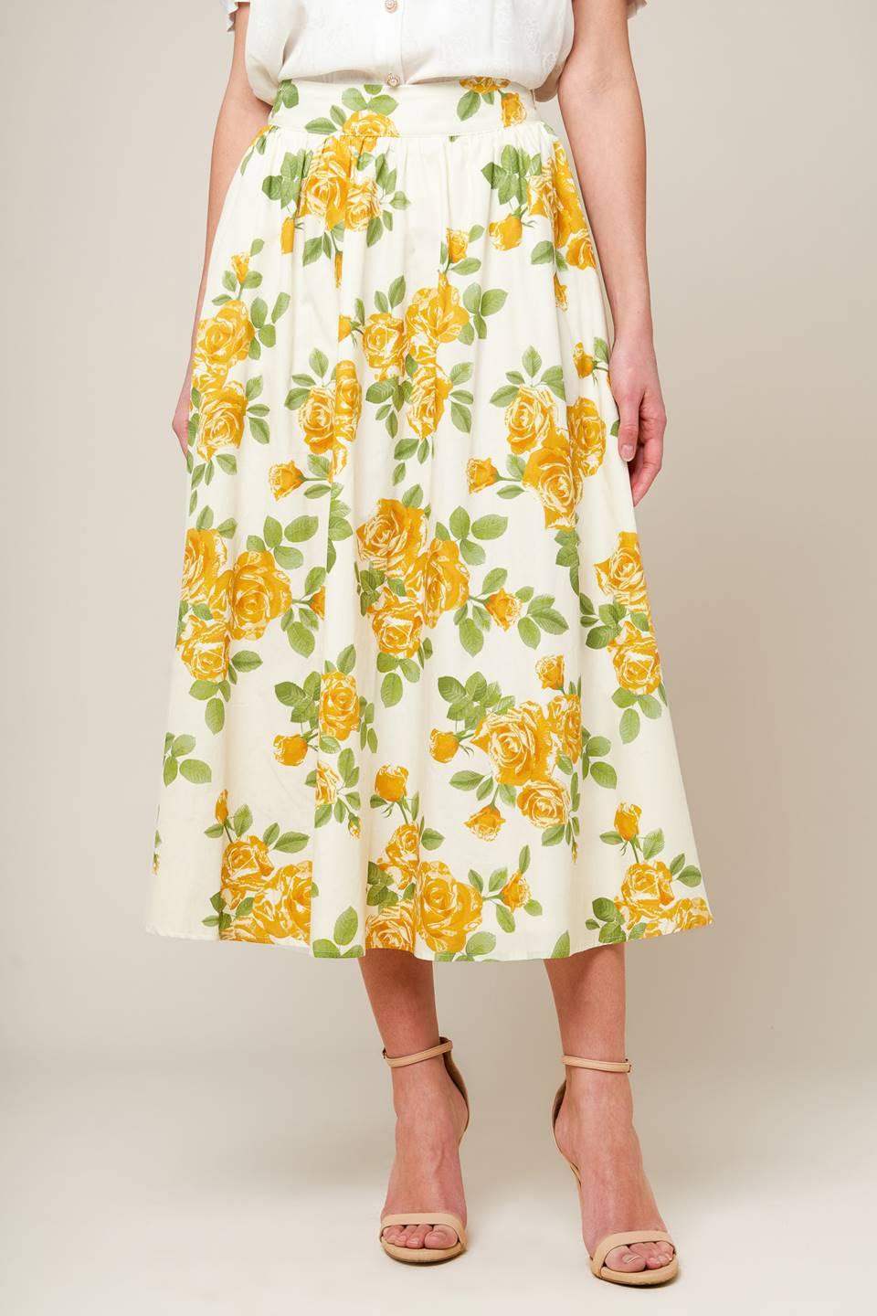 EVERY SUNDAY CREAM WOVEN MIDI SKIRT - Flying Tomato - Flyclothing LLC