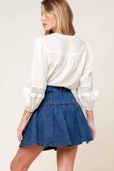 FENICIA INDIGO DENIM MINI SKORT - Flying Tomato - Flyclothing LLC