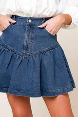 FENICIA INDIGO DENIM MINI SKORT - Flying Tomato - Flyclothing LLC