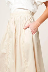 LAYTON CREAM WOVEN MIDI SKIRT - Flying Tomato - Flyclothing LLC