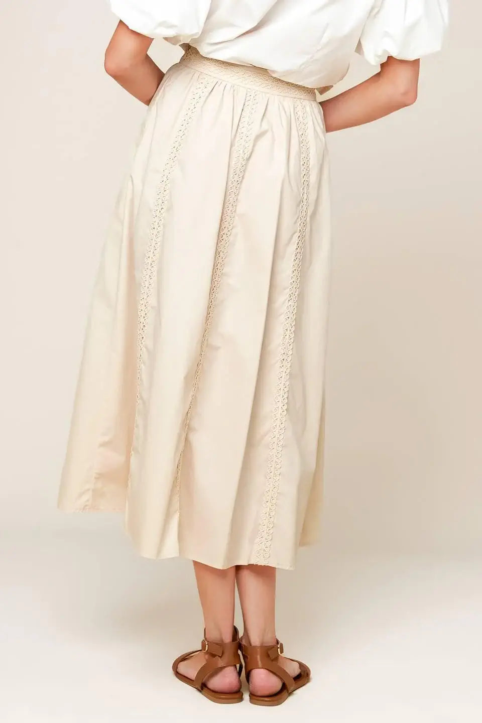 LAYTON CREAM WOVEN MIDI SKIRT - Flying Tomato - Flyclothing LLC
