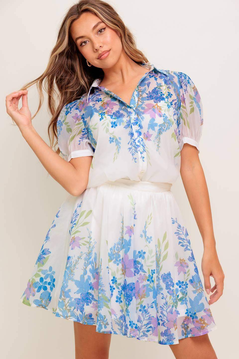 SUNSET SAIL WOVEN MINI FULL SKIRT - Flying Tomato - Flyclothing LLC