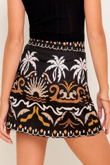 TROPIC SHADOW BLACK WOVEN MINI SKIRT - Flying Tomato - Flyclothing LLC