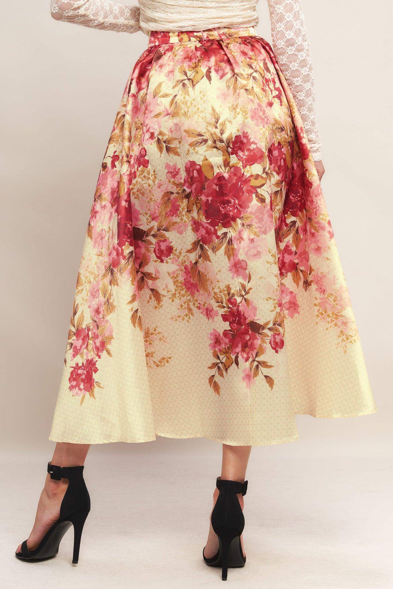 BLOSSOM DREAM BALLERINA WOVEN FULL MIDI SKIRT - Flying Tomato - Flyclothing LLC