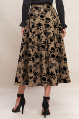 CLASSIC BLOOM LOOK WOVEN FLOCKING CIRCLE SKIRT - Flying Tomato - Flyclothing LLC