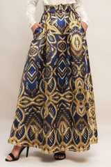 NIGHTFALL DRAPE WOVEN MAXI FULL SKIRT - Flying Tomato - Flyclothing LLC