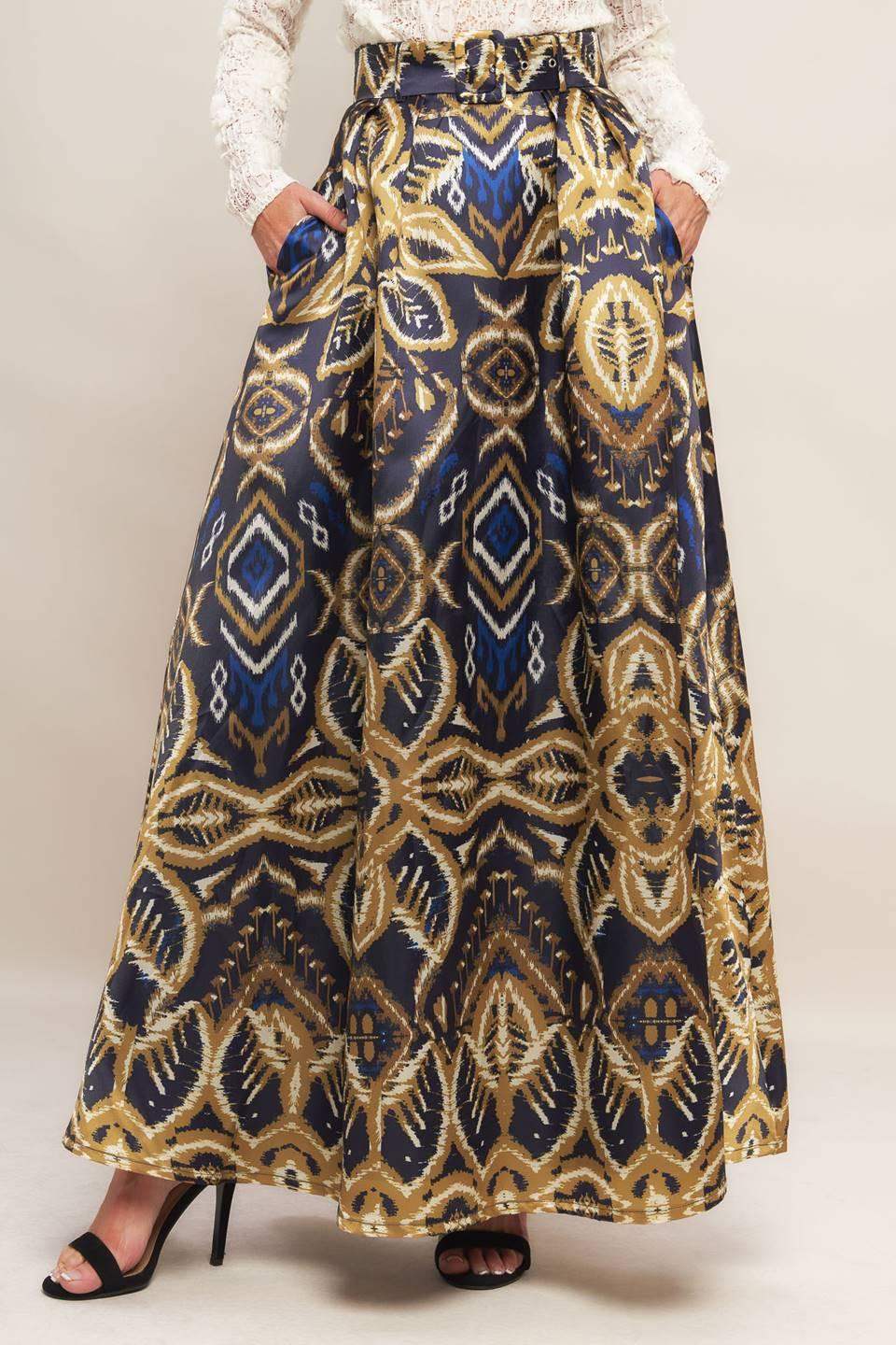 NIGHTFALL DRAPE WOVEN MAXI FULL SKIRT - Flying Tomato - Flyclothing LLC