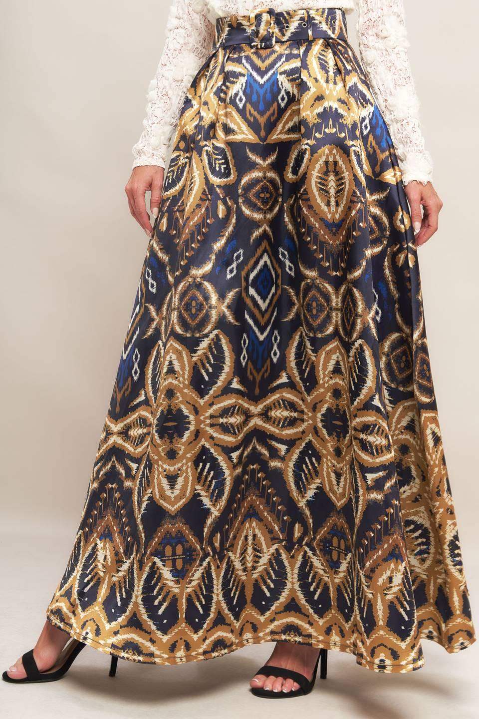 NIGHTFALL DRAPE WOVEN MAXI FULL SKIRT - Flying Tomato - Flyclothing LLC
