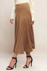 URBAN CHIC FAUX SUEDE MIDI SKIRT - Flying Tomato - Flyclothing LLC