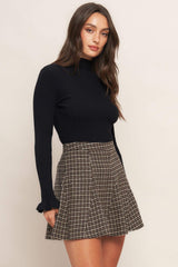 HOUND FLARE TWEED WOVEN SKIRT - Flying Tomato - Flyclothing LLC