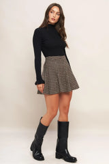 HOUND FLARE TWEED WOVEN SKIRT - Flying Tomato - Flyclothing LLC