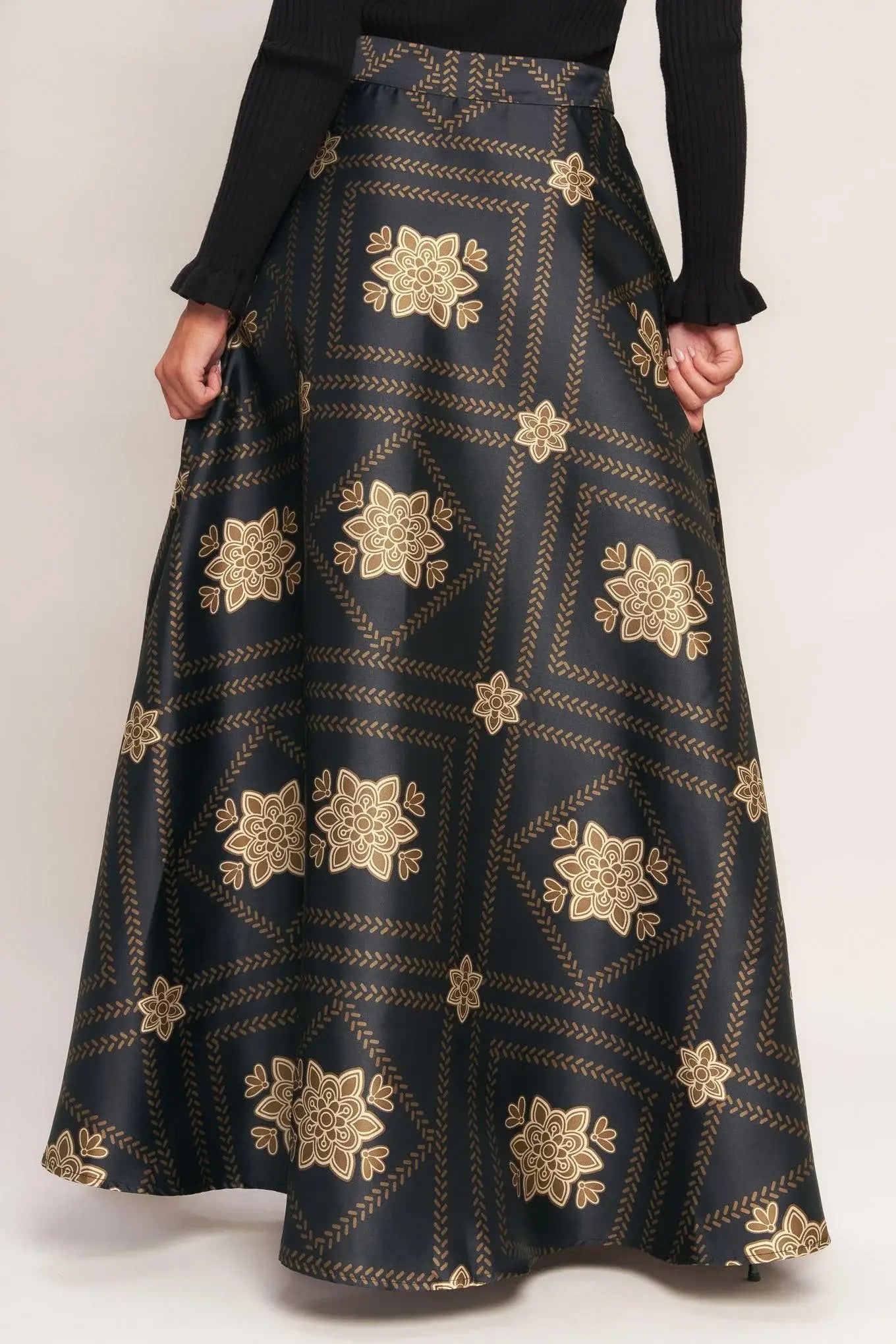 ORNAMENTAL NIGHTS WOVEN MAXI CIRCLE SKIRT - Flying Tomato - Flyclothing LLC