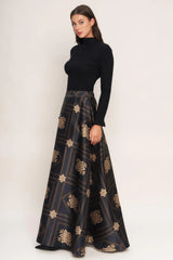 ORNAMENTAL NIGHTS WOVEN MAXI CIRCLE SKIRT - Flying Tomato - Flyclothing LLC