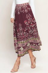 AZTEC CHERRY WOVEN MIDI SKIRT - Flying Tomato - Flyclothing LLC