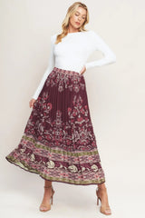 AZTEC CHERRY WOVEN MIDI SKIRT - Flying Tomato - Flyclothing LLC