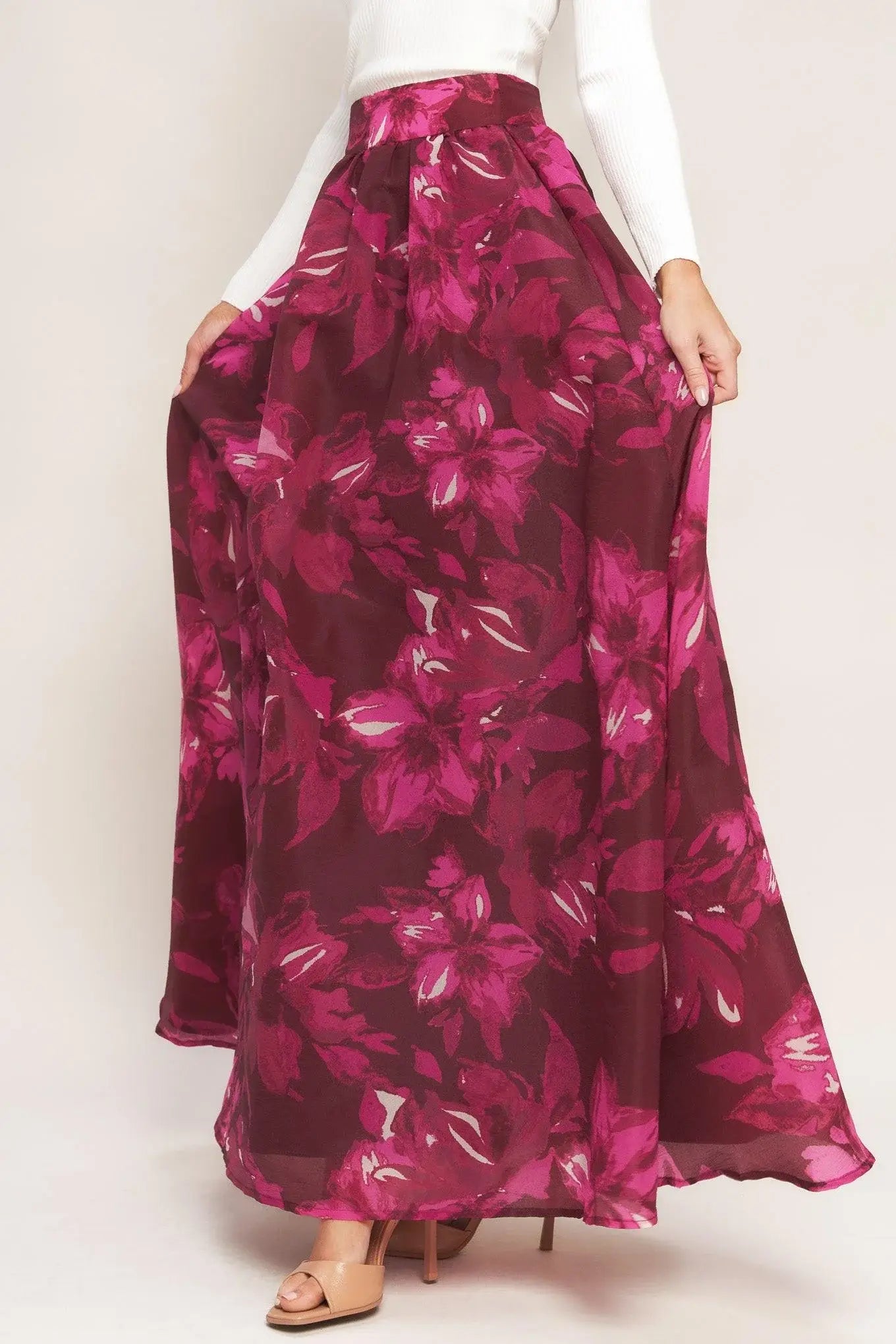 BOUQUET NO.9 WOVEN MAXI FULL SKIRT - Flying Tomato - Flyclothing LLC