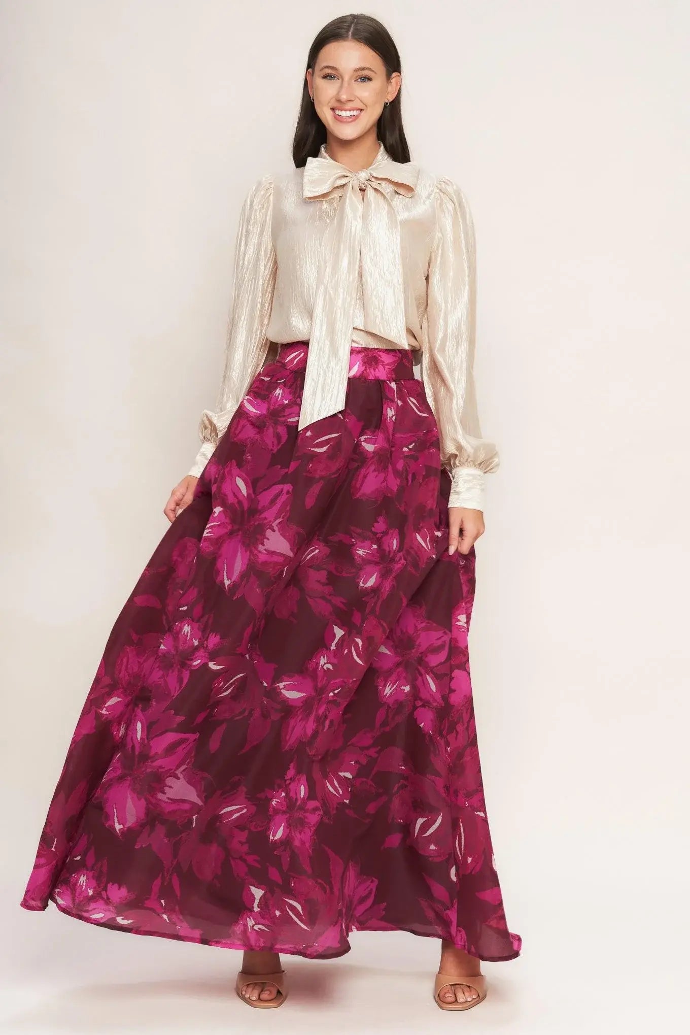 BOUQUET NO.9 WOVEN MAXI FULL SKIRT - Flying Tomato - Flyclothing LLC