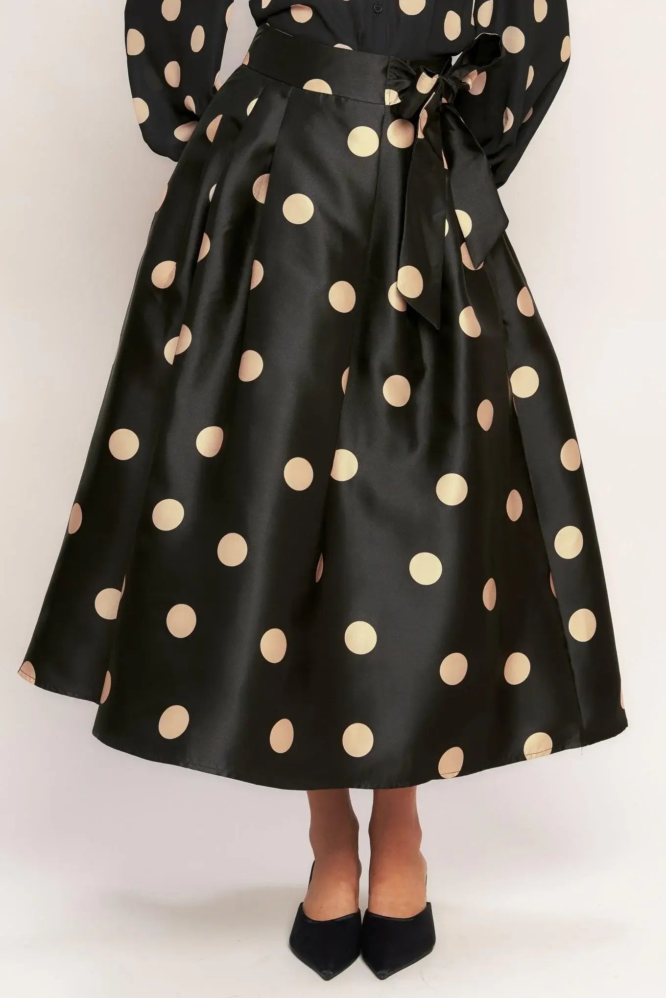 MOONLIGHT DOTS WOVEN FULL MIDI SKIRT - Flying Tomato - Flyclothing LLC