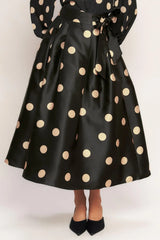 MOONLIGHT DOTS WOVEN FULL MIDI SKIRT - Flying Tomato - Flyclothing LLC