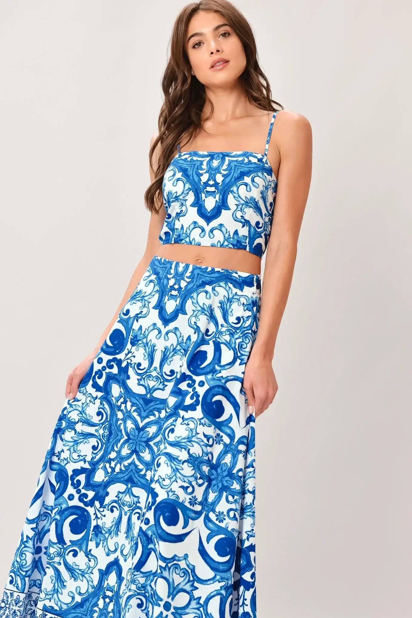 COASTAL MOSAIC WOVEN MIDI CIRCLE SKIRT - Flying Tomato - Flyclothing LLC