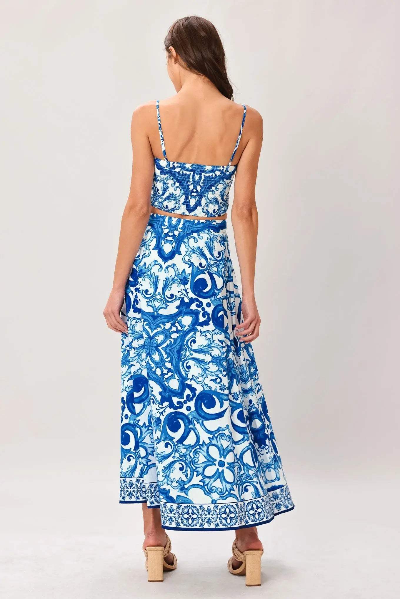 COASTAL MOSAIC WOVEN MIDI CIRCLE SKIRT - Flying Tomato - Flyclothing LLC