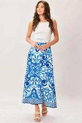 COASTAL MOSAIC WOVEN MIDI CIRCLE SKIRT - Flying Tomato - Flyclothing LLC