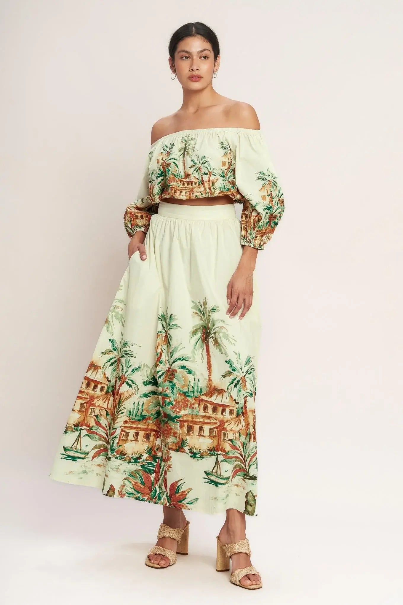 ISLAND TIME ONLY WOVEN MIDI FULL SKIRT - Flying Tomato - Flyclothing LLC