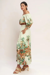 ISLAND TIME ONLY WOVEN MIDI FULL SKIRT - Flying Tomato - Flyclothing LLC