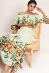 ISLAND TIME ONLY WOVEN MIDI FULL SKIRT - Flying Tomato - Flyclothing LLC