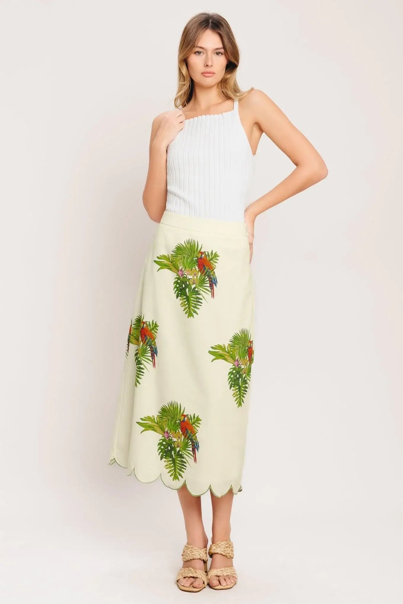 ISLAND ELEGANCE WOVEN MIDI SKIRT - Flying Tomato - Flyclothing LLC