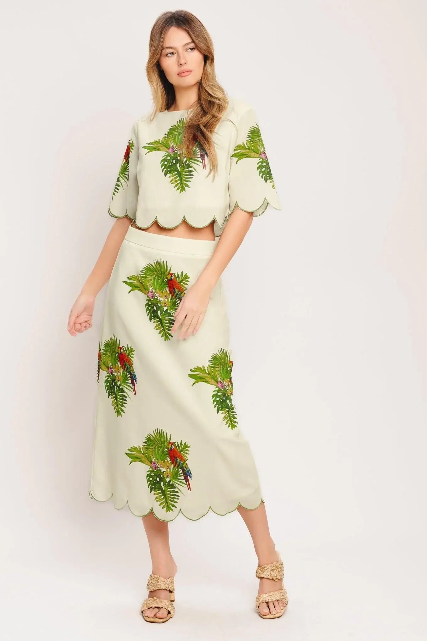 ISLAND ELEGANCE WOVEN MIDI SKIRT - Flying Tomato - Flyclothing LLC