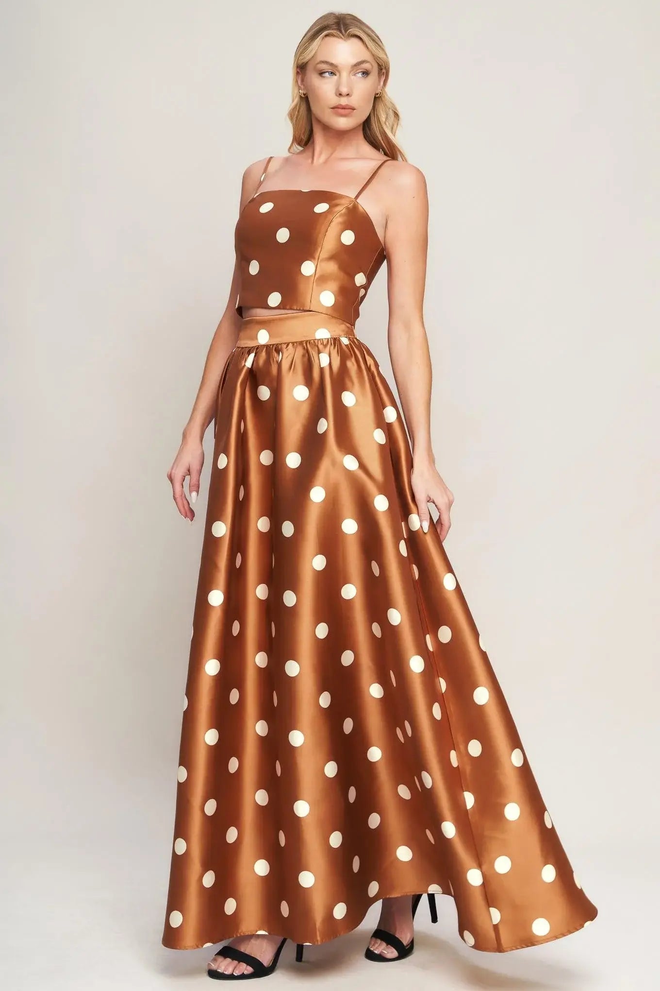 CHIC POLKA FLOW WOVEN FULL MAXI SKIRT - Flying Tomato - Flyclothing LLC