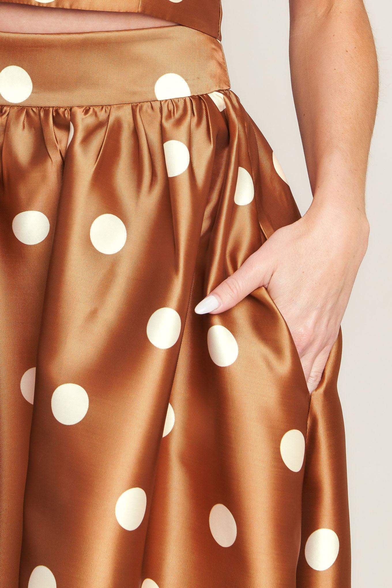 CHIC POLKA FLOW WOVEN FULL MAXI SKIRT - Flying Tomato - Flyclothing LLC