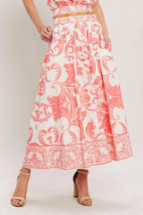 AMALFI SUNSET WOVEN MIDI FULL SKIRT - Flying Tomato - Flyclothing LLC