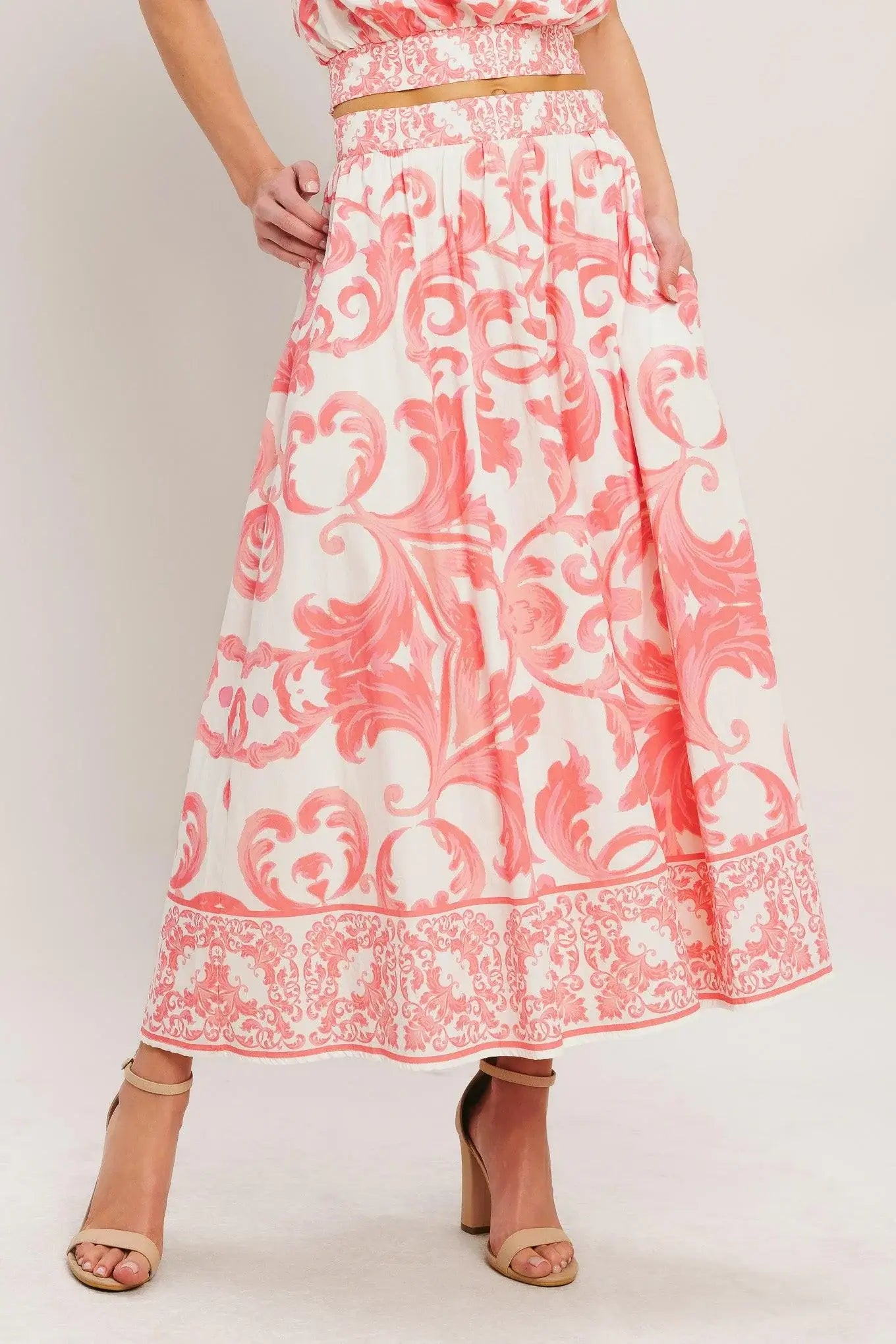 AMALFI SUNSET WOVEN MIDI FULL SKIRT - Flying Tomato - Flyclothing LLC