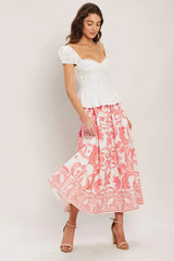 AMALFI SUNSET WOVEN MIDI FULL SKIRT - Flying Tomato - Flyclothing LLC