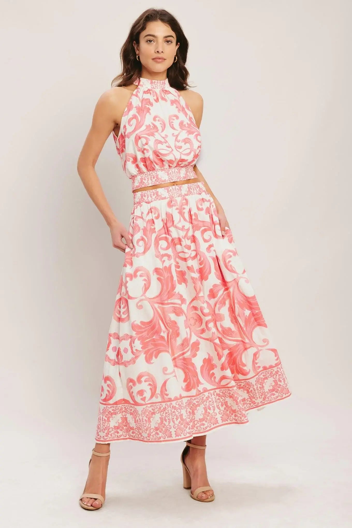 AMALFI SUNSET WOVEN MIDI FULL SKIRT - Flying Tomato - Flyclothing LLC