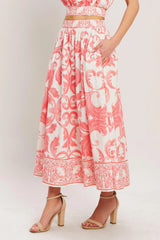 AMALFI SUNSET WOVEN MIDI FULL SKIRT - Flying Tomato - Flyclothing LLC
