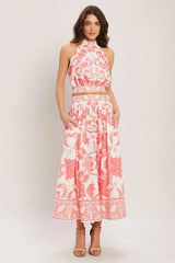 AMALFI SUNSET WOVEN MIDI FULL SKIRT - Flying Tomato - Flyclothing LLC
