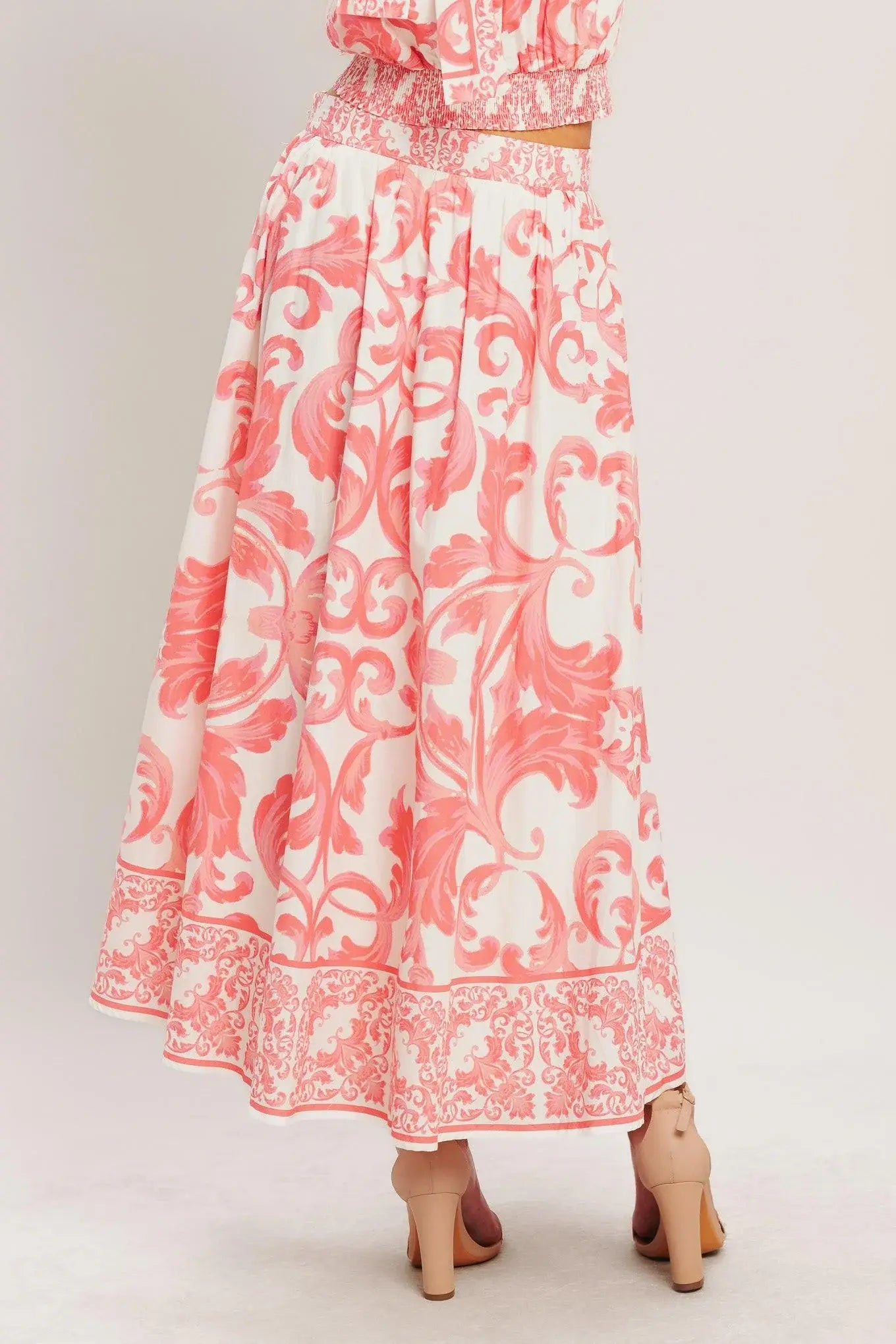 AMALFI SUNSET WOVEN MIDI FULL SKIRT - Flying Tomato - Flyclothing LLC
