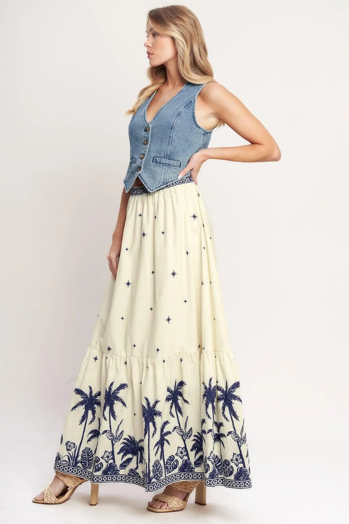 BOHO CONSTELLATION WOVEN MAXI SKIRT - Flying Tomato - Flyclothing LLC