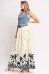 BOHO CONSTELLATION WOVEN MAXI SKIRT - Flying Tomato - Flyclothing LLC