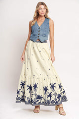 BOHO CONSTELLATION WOVEN MAXI SKIRT - Flying Tomato - Flyclothing LLC